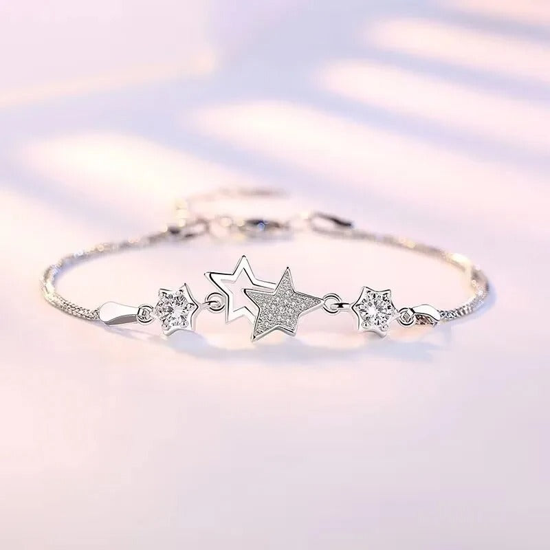 PULSEIRA ESTRELAS CRAVEJADAS PRATA 925 - PUL2448